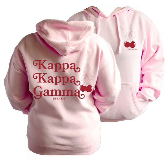 Kappa Kappa Gamma Hooded Sweatshirt with Cherries and Sorority Name
