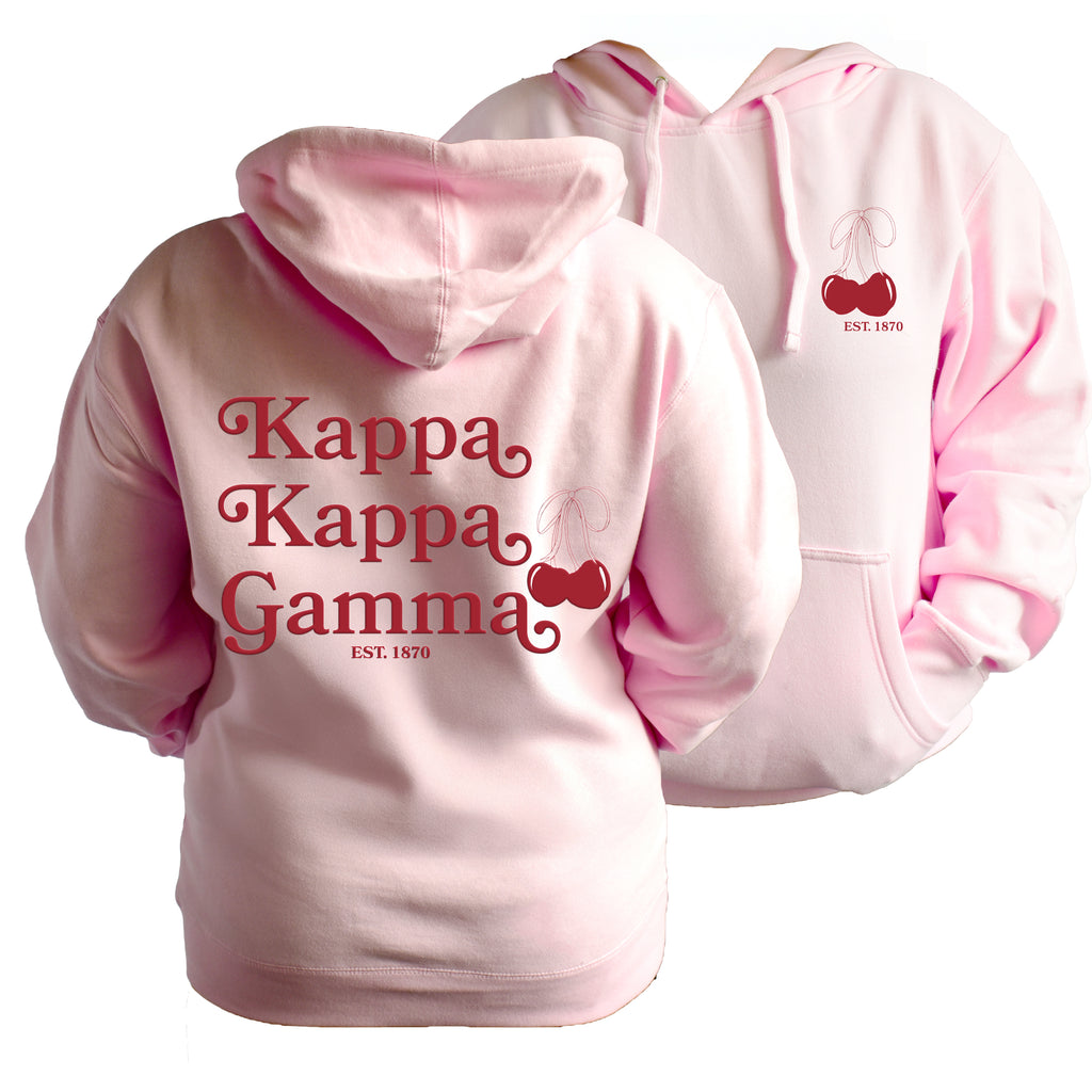 Kappa Kappa Gamma Hooded Sweatshirt with Cherries and Sorority Name