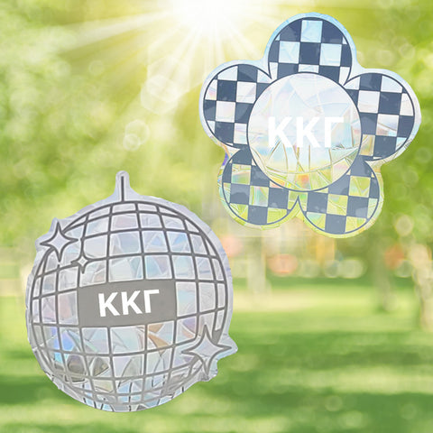 Kappa Kappa Gamma Suncatcher Decals- Set of 2: Flower & Disco Ball