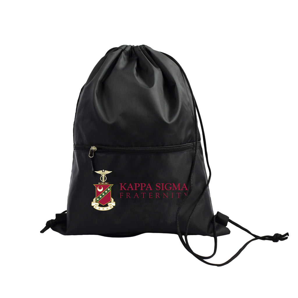 Kappa Sigma Fraternity Drawstring Backpack, Black