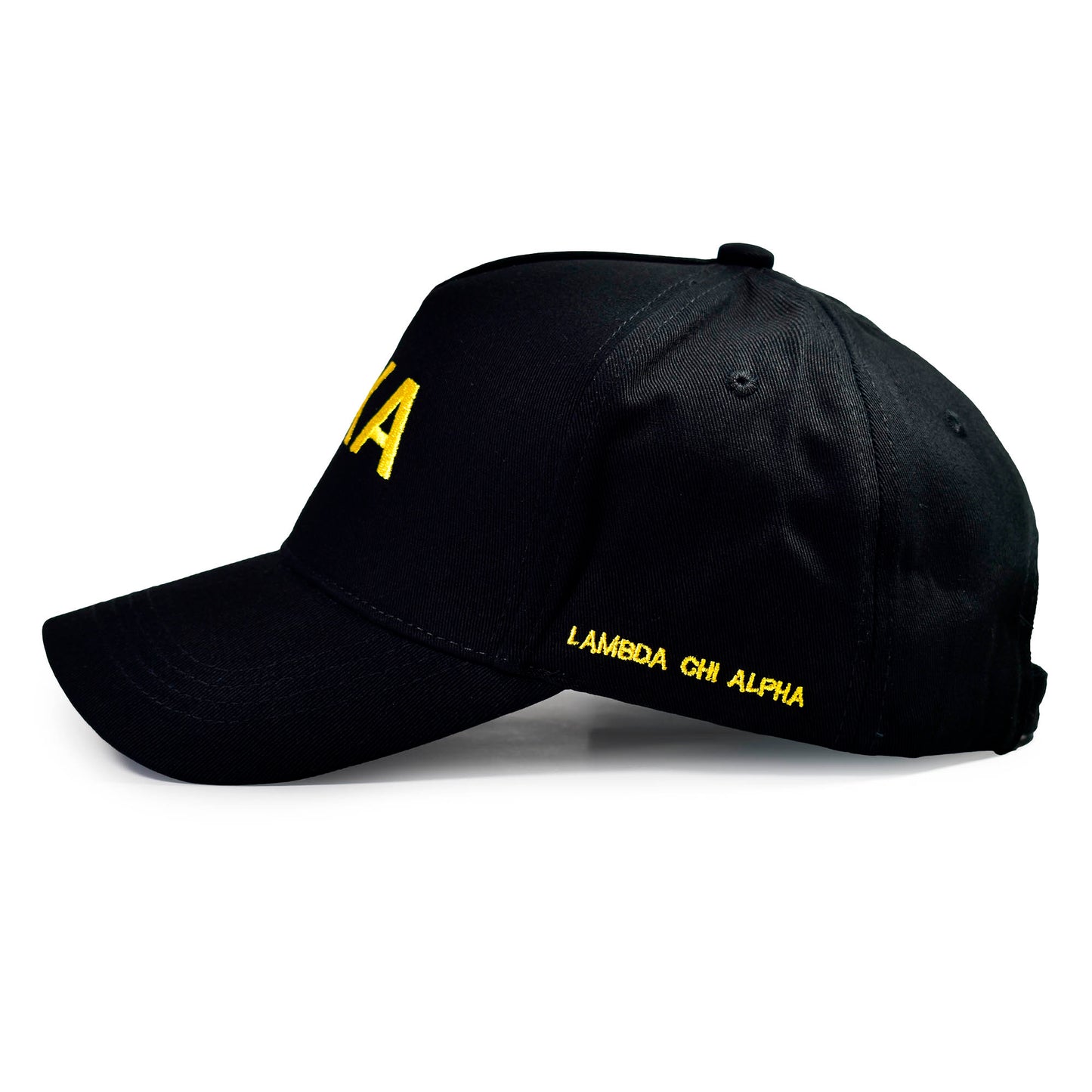 Lambda Chi Alpha Fraternity Baseball Cap- Brushed Cotton 5-Panel Black Hat