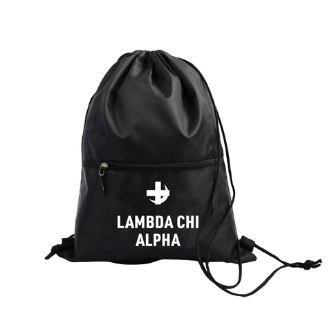 Lambda Chi Alpha Fraternity Drawstring Backpack, Black