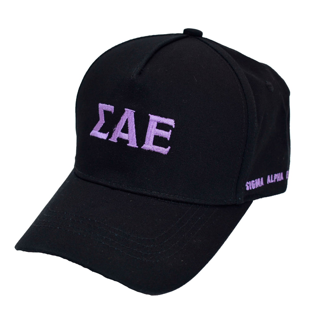 Sigma Alpha Epsilon Baseball Cap- Brushed Cotton 5-Panel Black Hat