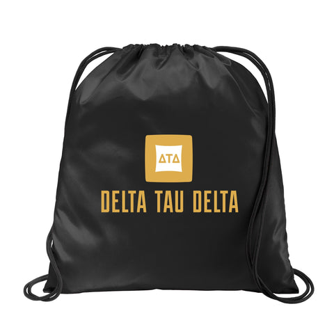 Delta Tau Delta Fraternity Drawstring Backpack, Black