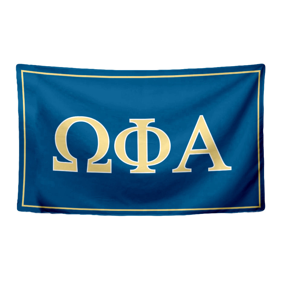 Omega Phi Alpha Sorority Greek Letters Flag, Two-Color Design