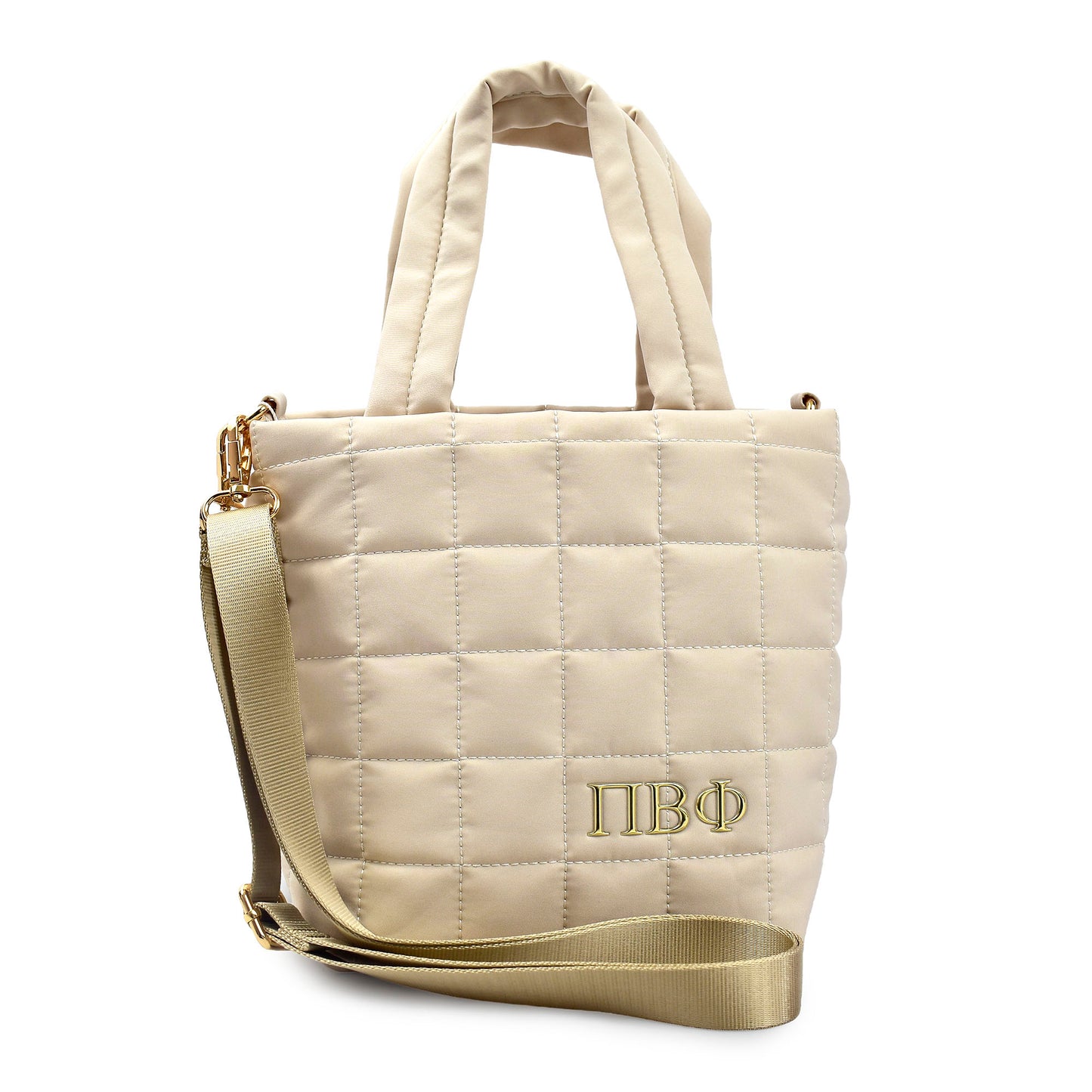 Pi Beta Phi Small Crossbody Quilted Tote Bag with Greek Letters
