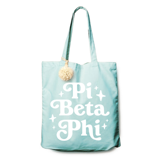 Pi Beta Phi Retro Pom Pom Tote Bag