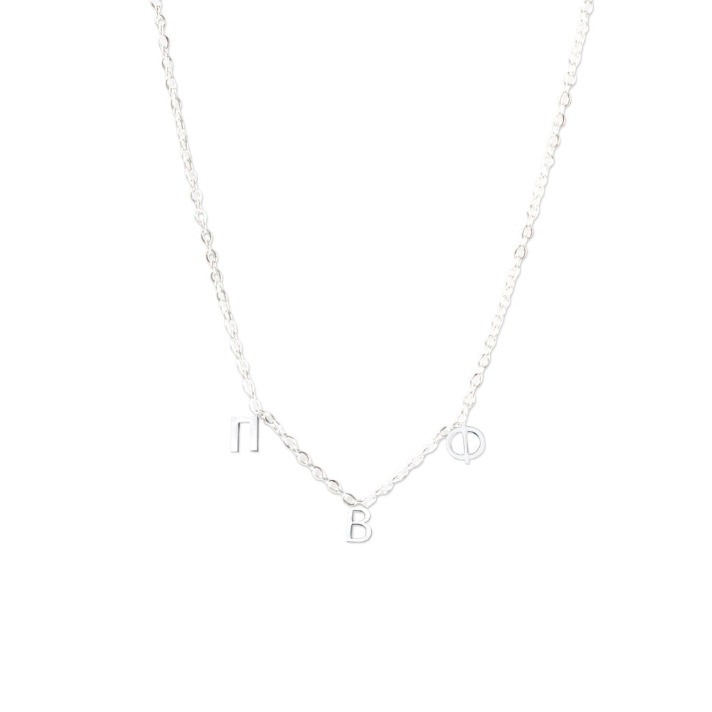 Pi Beta Phi Silver Greek Letters Necklace