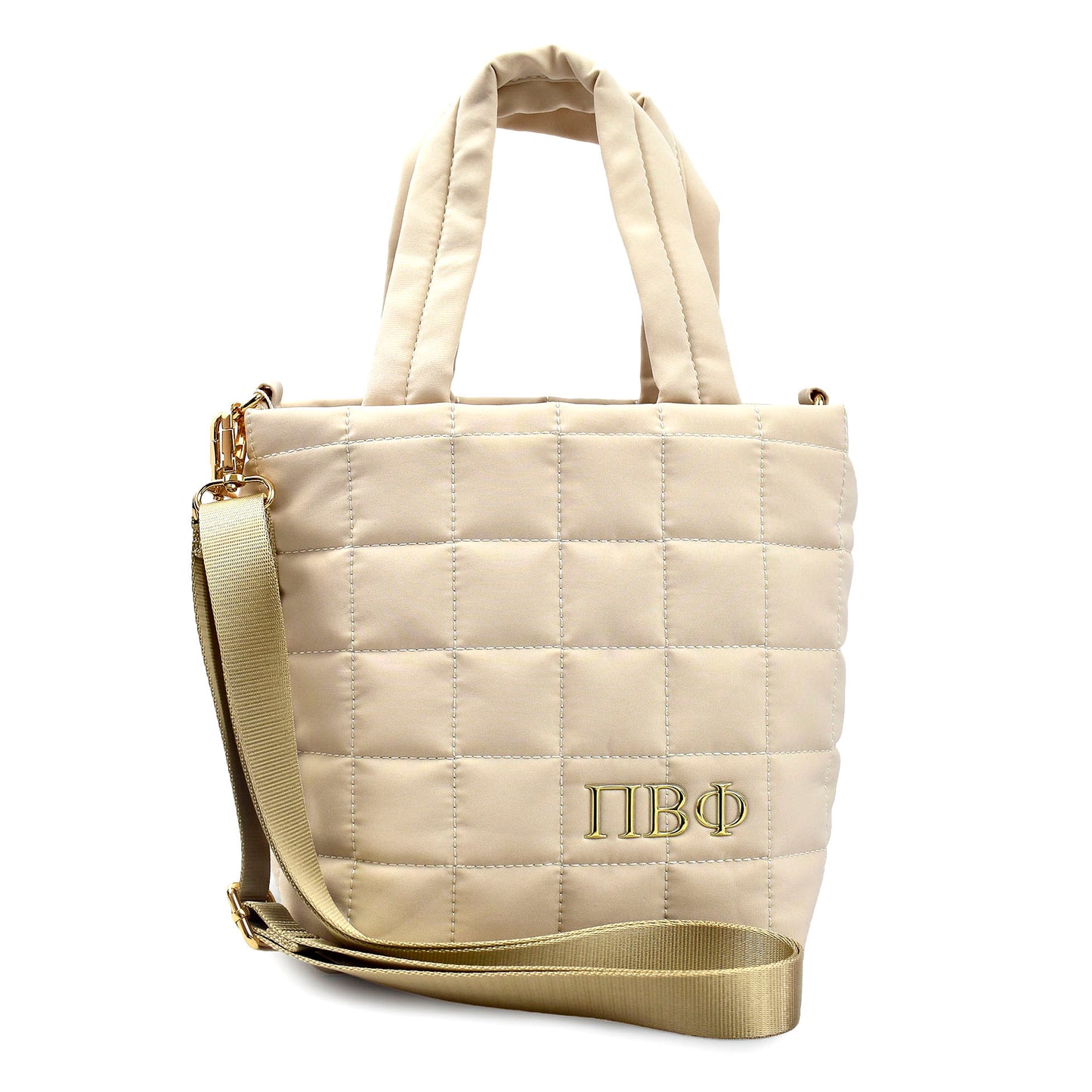 Pi Beta Phi Small Crossbody Quilted Tote Bag with Greek Letters