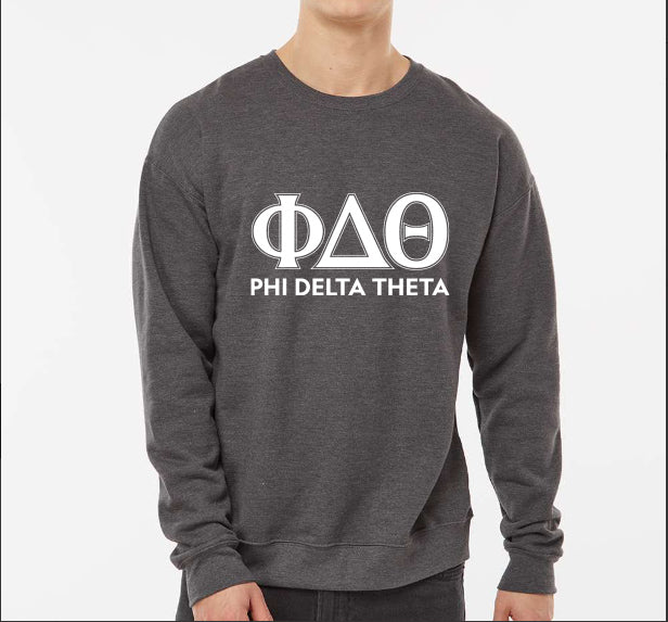 Phi Delta Theta Sweatshirt- Crewneck Fraternity Varsity Letters Design