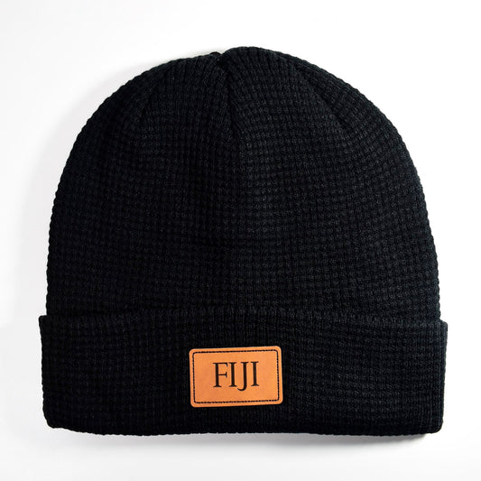 Phi Gamma Delta Fraternity Beanie Hat - Black Winter Hat w/ Greek Letters Patch