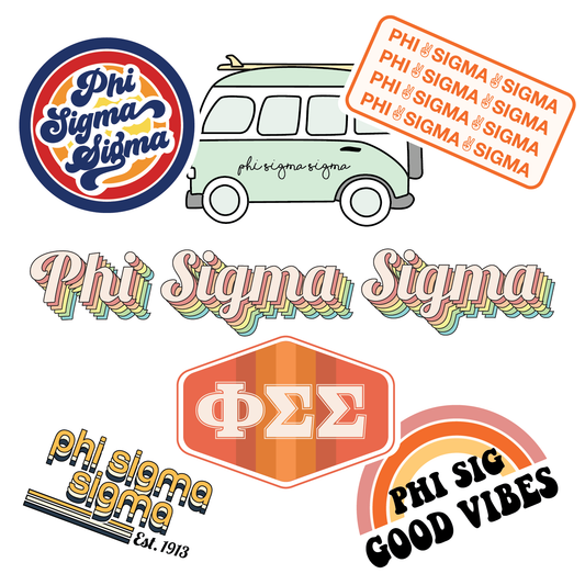 Phi Sigma Sigma <br> Retro Sticker Sheet