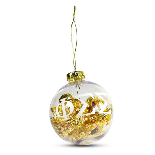 Phi Sigma Sigma Ornament - Clear Plastic Ball Ornament with Gold Foil