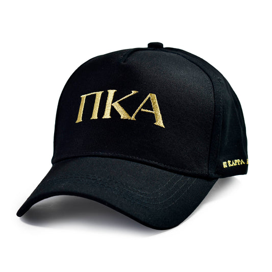 Pi Kappa Alpha Fraternity Baseball Cap- Brushed Cotton 5-Panel Black Hat