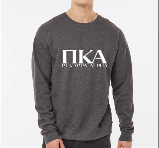 Pi Kappa Alpha Sweatshirt- Crewneck Fraternity Varsity Letters Design