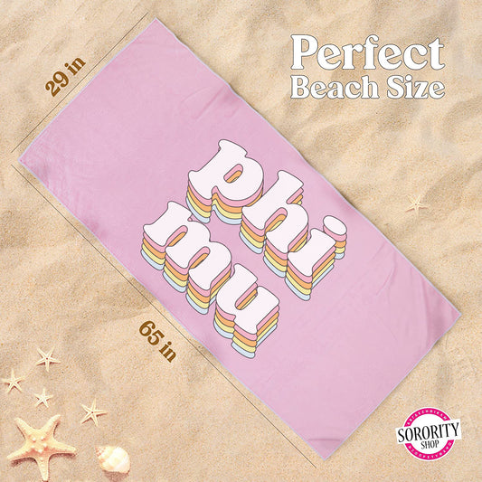 Phi Mu Plush Retro Beach Towel