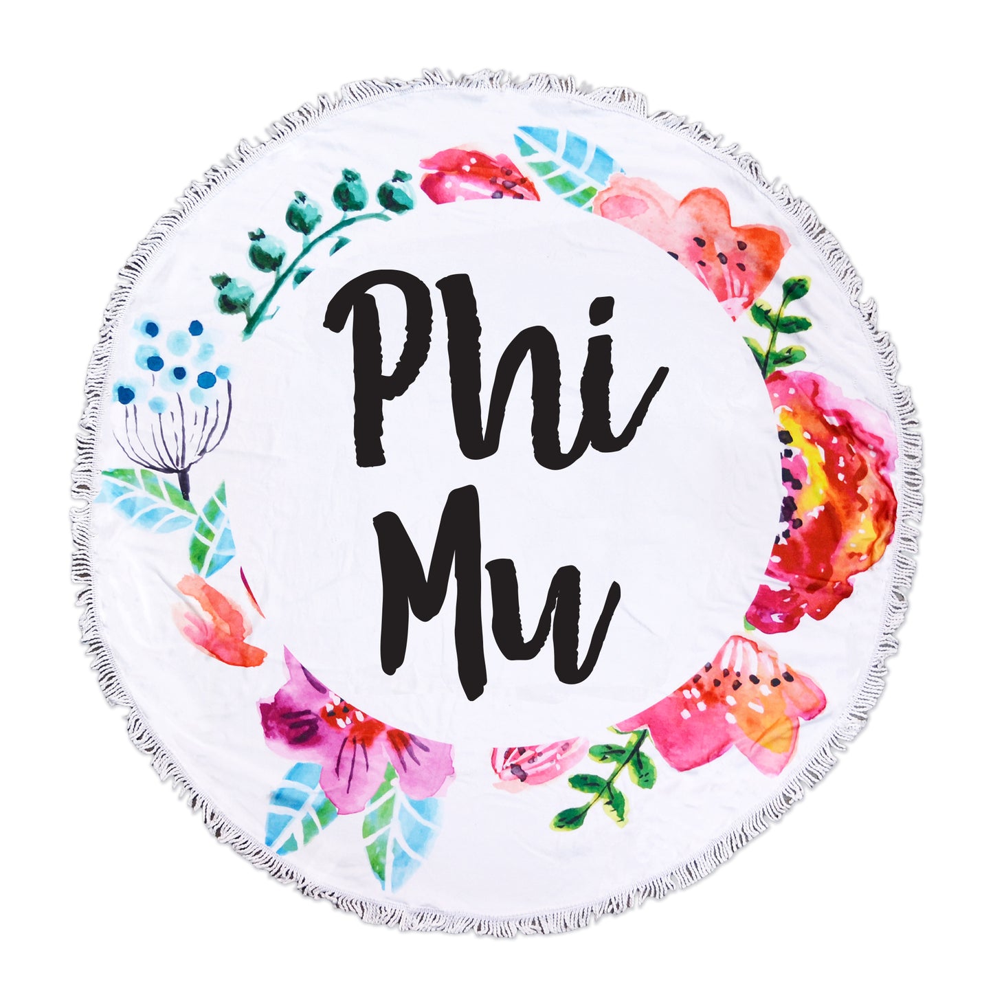 Phi Mu Floral Fringe Towel Blanket