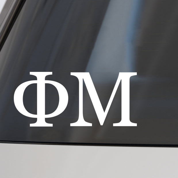 Phi Mu Car Decal Sticker- Greek Letters Design