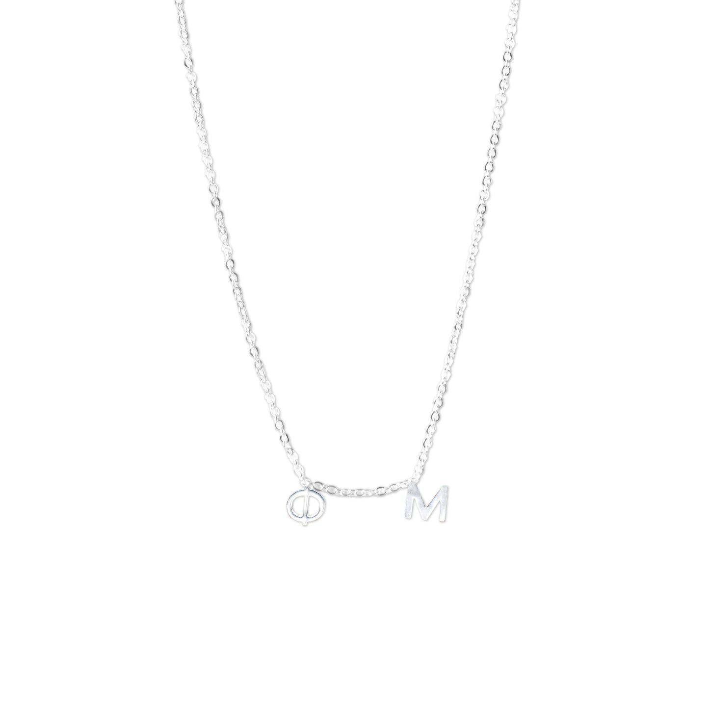 Phi Mu Silver Greek Letters Necklace
