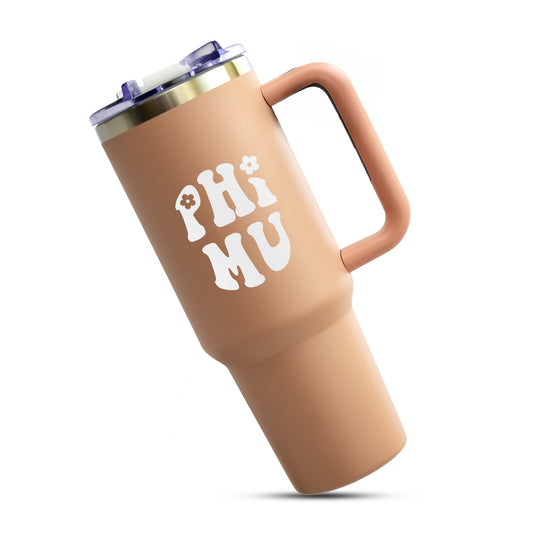 Phi Mu Tumbler - 40oz Stainless Steel with Handle