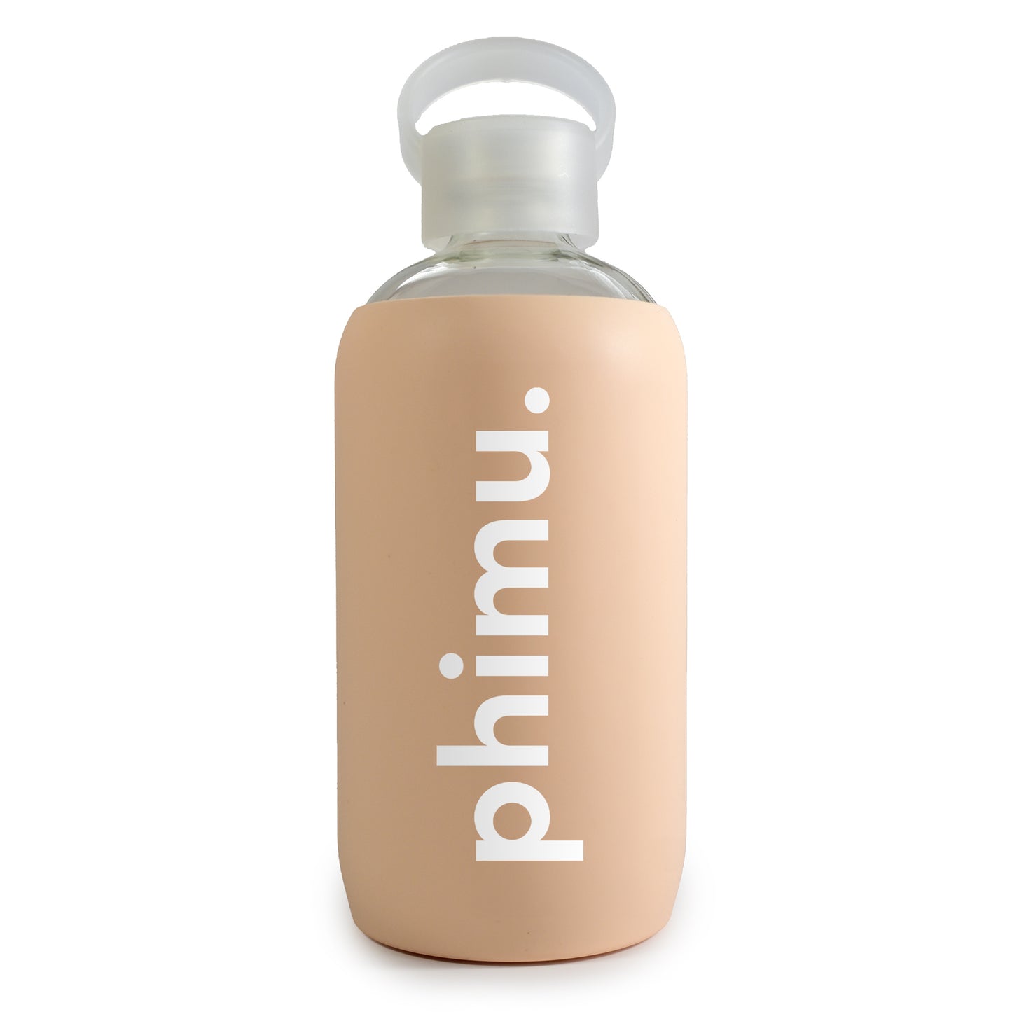 Phi Mu Glass Water Bottle with Silicone Sleeve