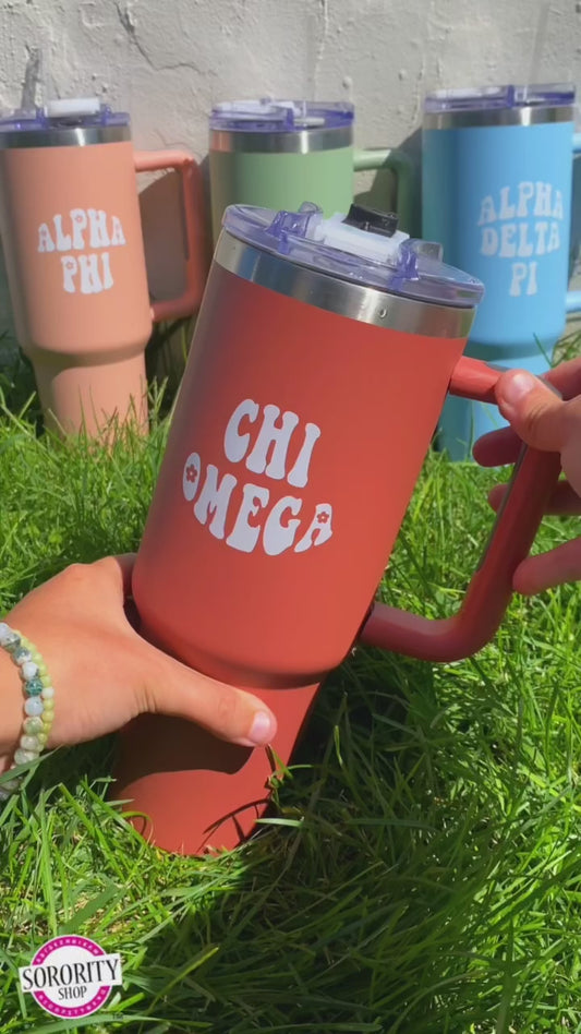 Alpha Gamma Delta Tumbler - 40oz Stainless Steel with Handle