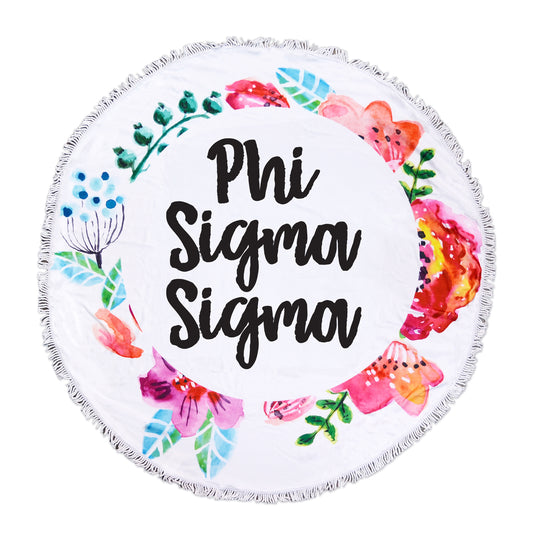Phi Sigma Sigma Floral Fringe Towel Blanket
