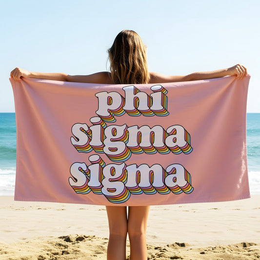 Phi Sigma Sigma Plush Retro Beach Towel
