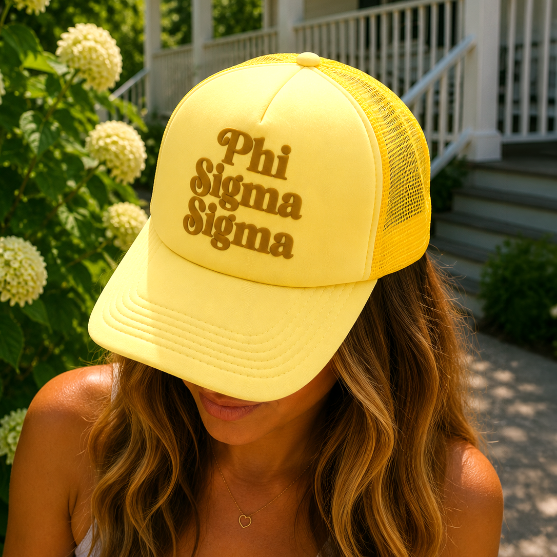 Phi Sigma Sigma Baseball Cap, Mesh Trucker-Style Hat