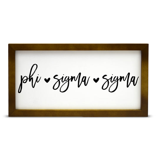 Phi Sigma Sigma Script Wooden Sign