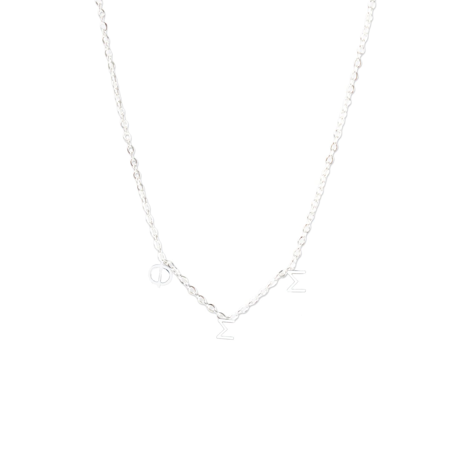 Phi Sigma Sigma Silver Greek Letters Necklace