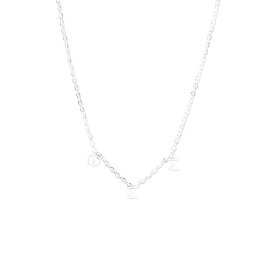 Phi Sigma Sigma Silver Greek Letters Necklace