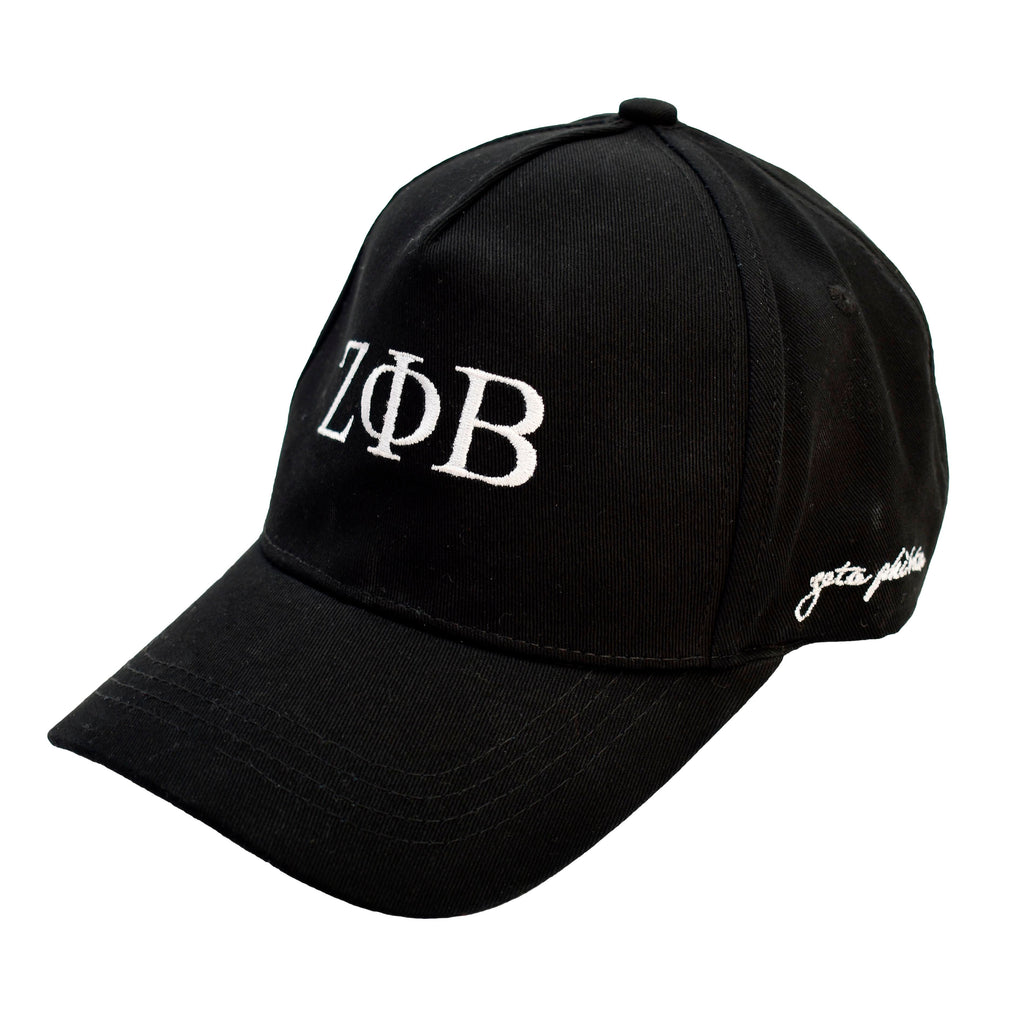 Zeta Phi Beta Baseball Cap- Brushed Cotton 5-Panel Black Hat