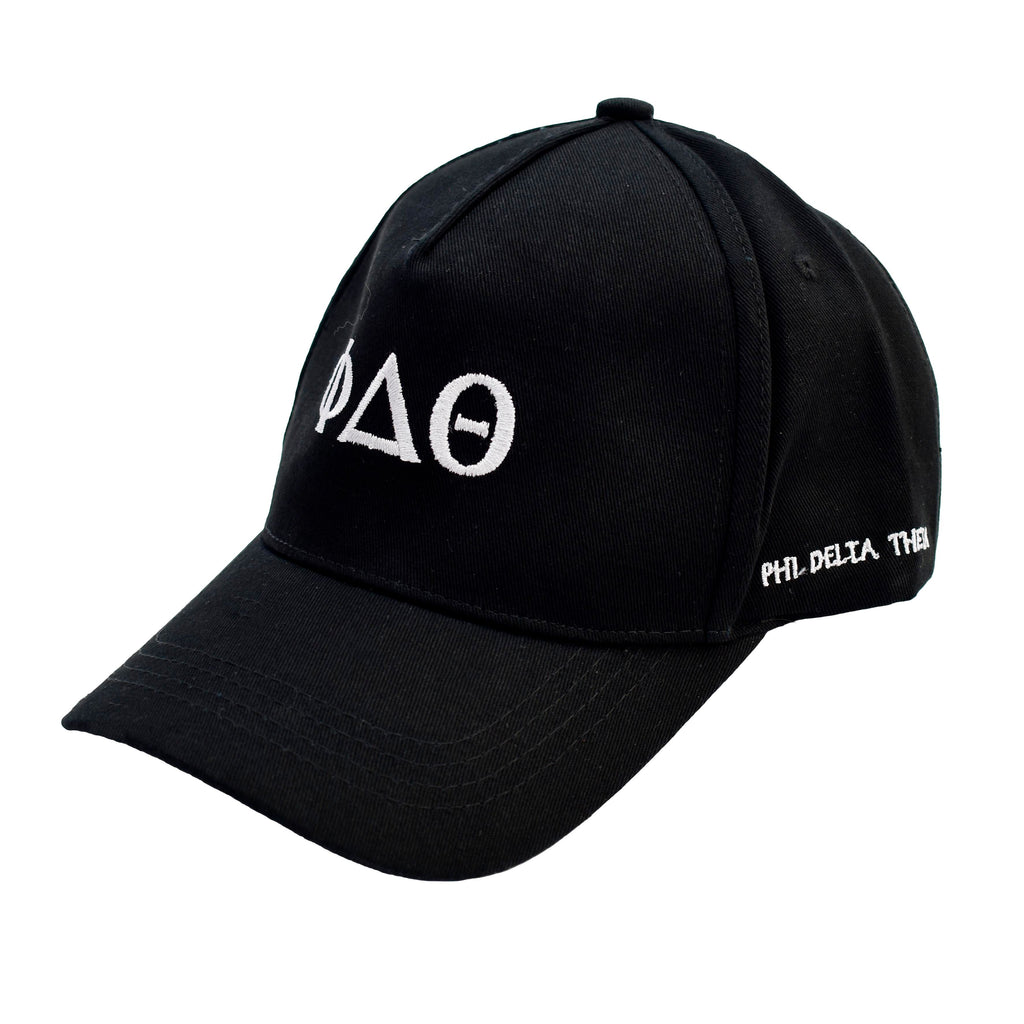 Phi Delta Theta Baseball Cap- Brushed Cotton 5-Panel Black Hat