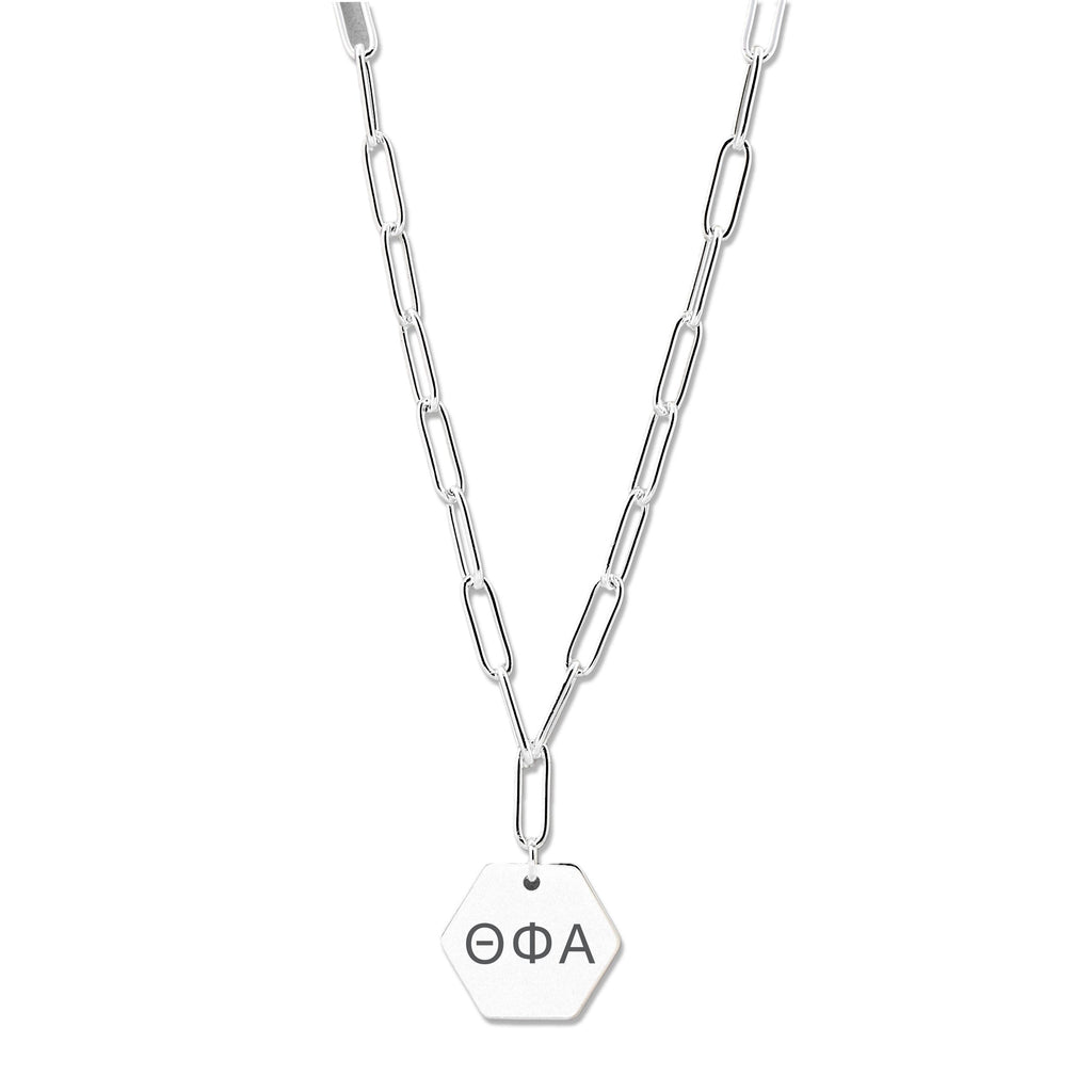 Theta Phi Alpha Necklace- Silver Paperclip Style with TPA Pendant