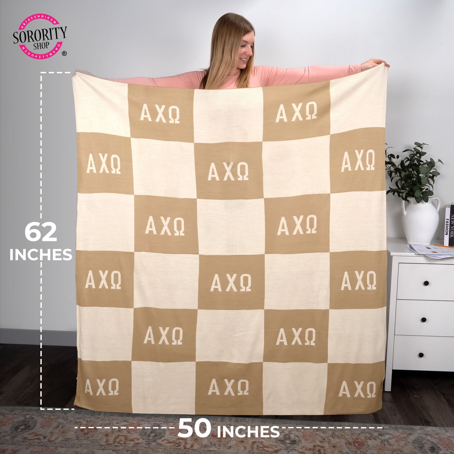 Delta Delta Delta Blanket - Acrylic Knit Checkered Blanket