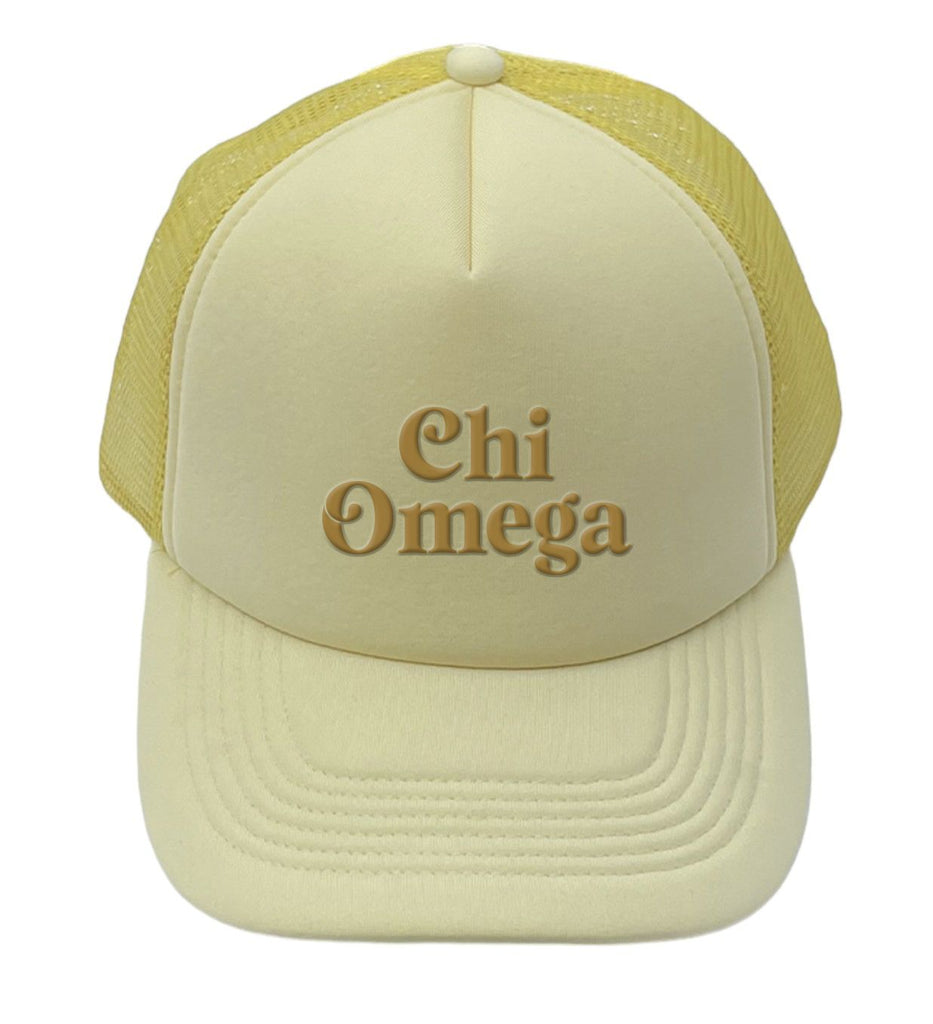 Chi Omega Baseball Cap, Mesh Trucker-Style Hat