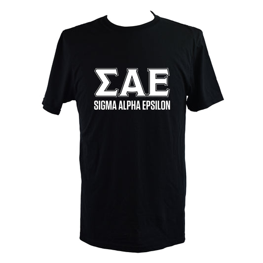 Sigma Alpha Epsilon Fraternity T-Shirt- Varsity Greek Letters Design