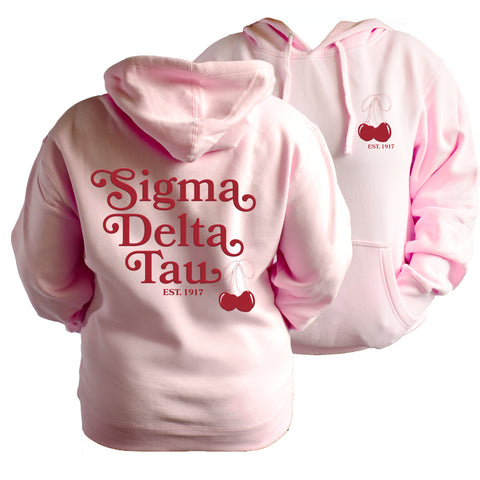 Sigma Delta Tau Hooded Sweatshirt with Cherries and Sorority Name