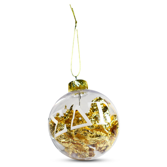 Sigma Delta Tau Ornament - Clear Plastic Ball Ornament with Gold Foil
