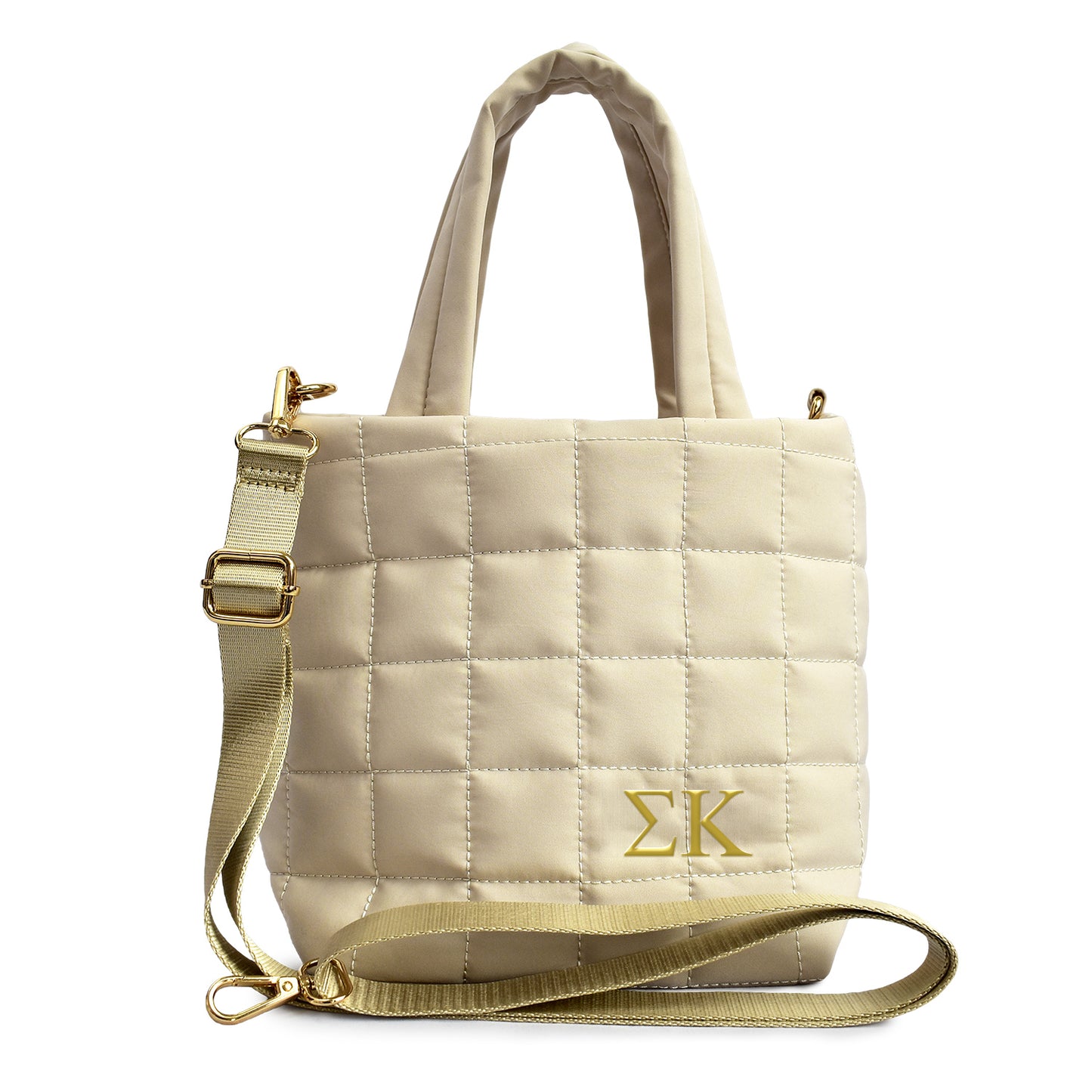 Sigma Kappa Quilted Tote Bag- Small Crossbody Bag with Greek Letters