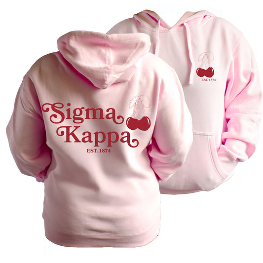 Sigma Kappa Hooded Sweatshirt with Cherries and Sorority Name