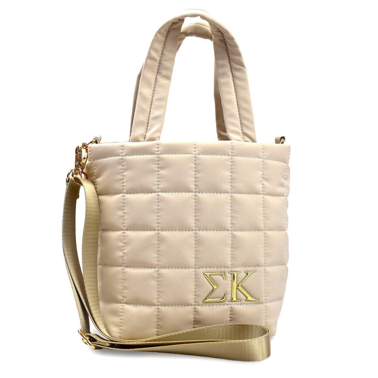 Sigma Kappa Small Crossbody Quilted Tote Bag with Greek Letters