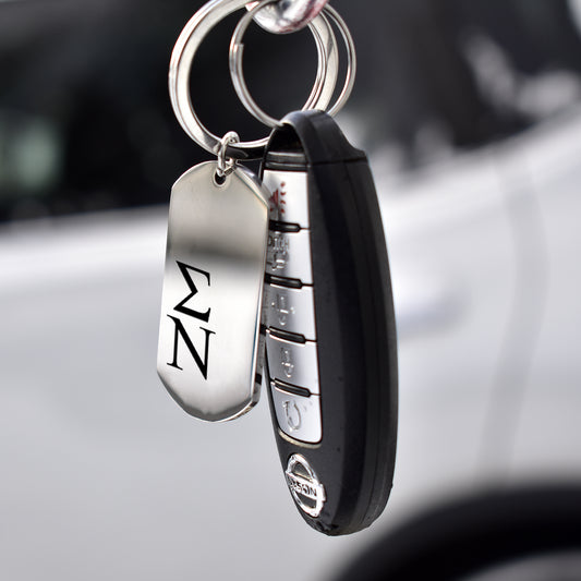 Sigma Nu Fraternity Keychain- Stainless Steel Dog Tag Design