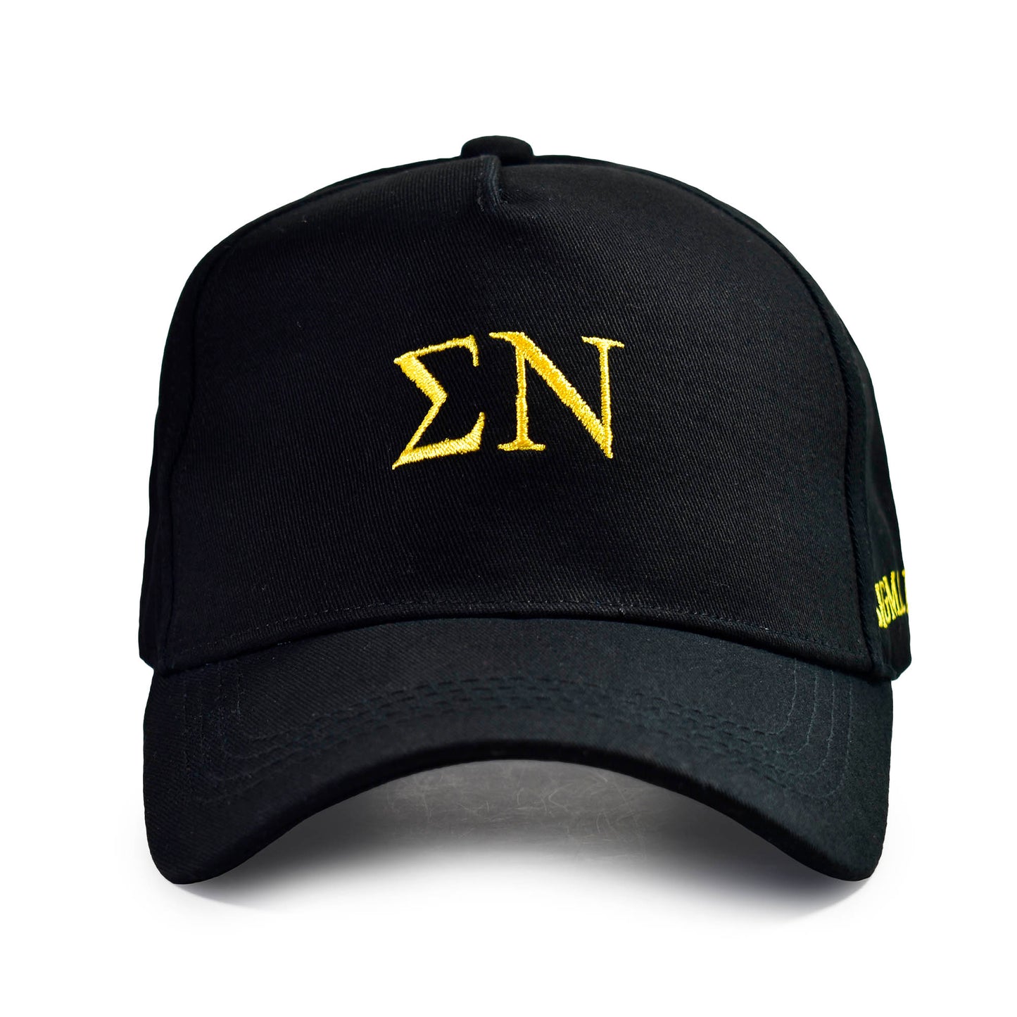 Sigma Nu Fraternity Baseball Cap- Brushed Cotton 5-Panel Black Hat