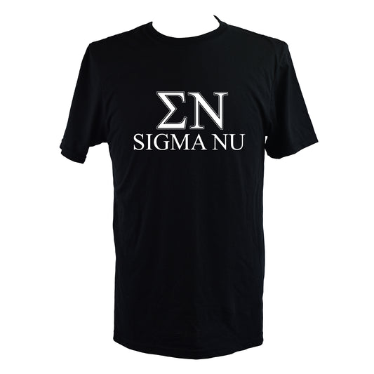 Sigma Nu Fraternity T-Shirt- Varsity Greek Letters Design