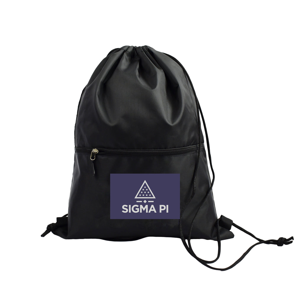 Sigma Pi Fraternity Drawstring Backpack, Black