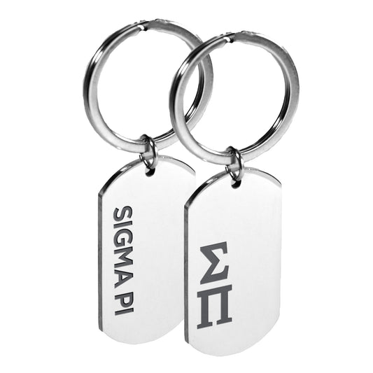 Sigma Pi Fraternity Keychain- Stainless Steel Dog Tag Design