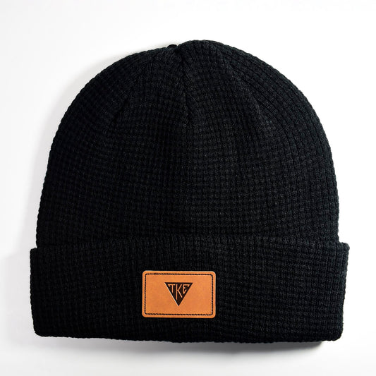 Tau Kappa Epsilon Fraternity Beanie Hat - Black Winter Hat w/ Greek Letters Patch