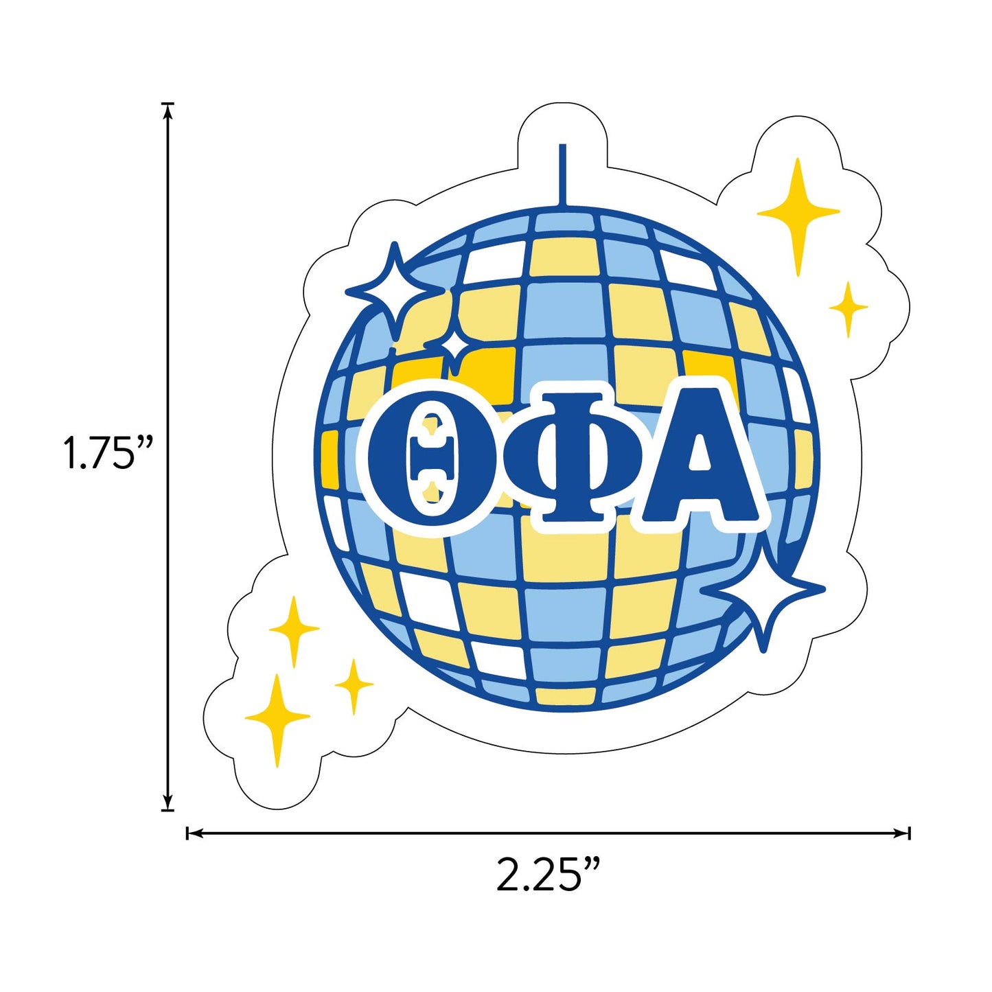 Theta Phi Alpha Sticker Sheet - Western Disco Design